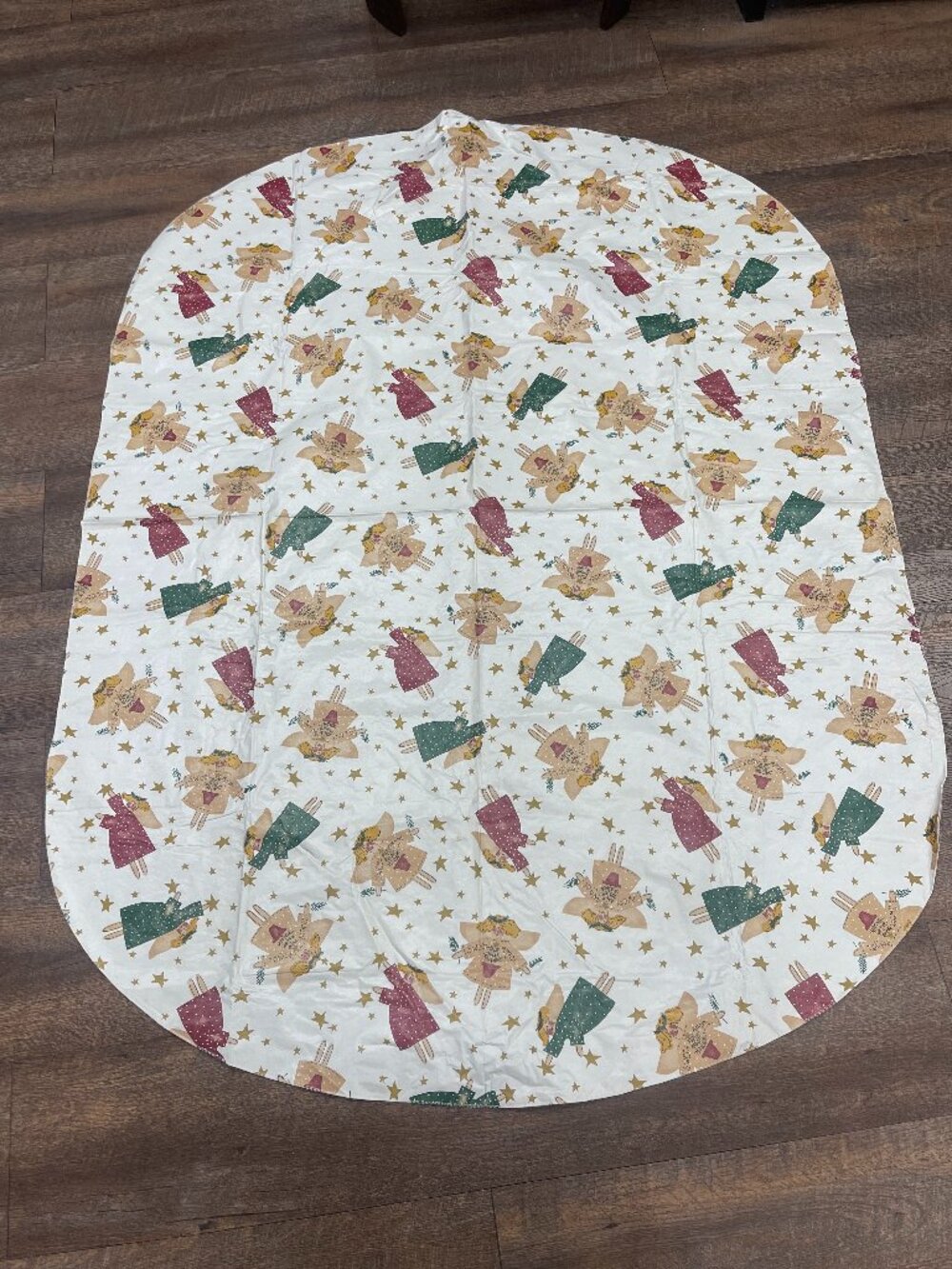 Vintage Christmas Angel Vinyl Oval Tablecloth 54x70
